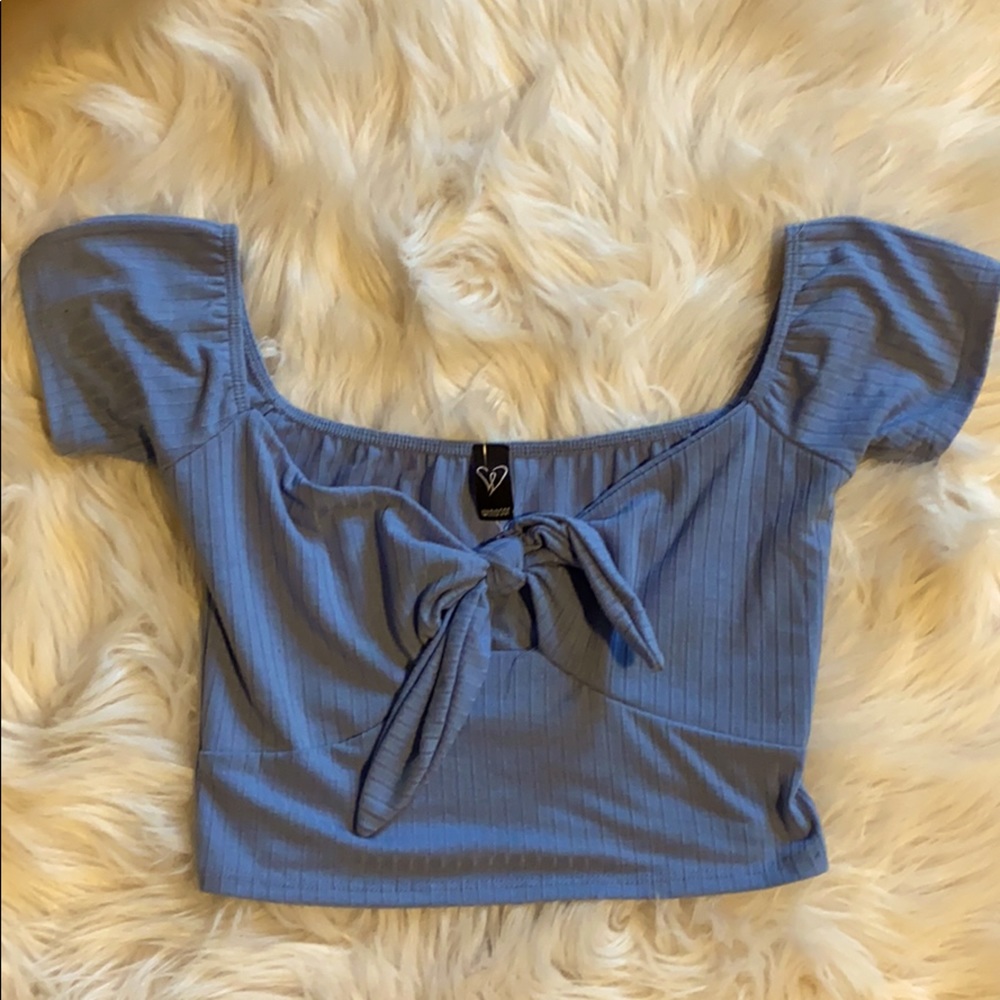 Baby Blue Tied Crop Top